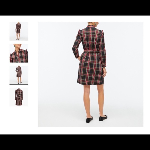J Crew  Holiday dress size 4 tartan plaid Christmas button up ruffle long sleeve - Picture 3 of 14